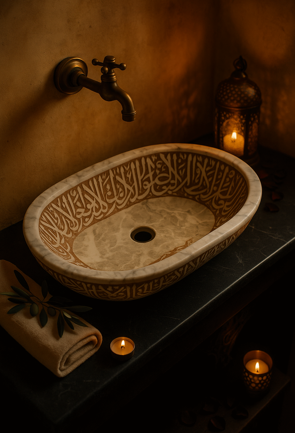 Vasque Marbre & Gravure Arabe