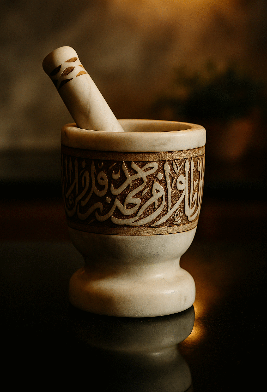 Mortier en Marbre avec Calligraphie Arabe