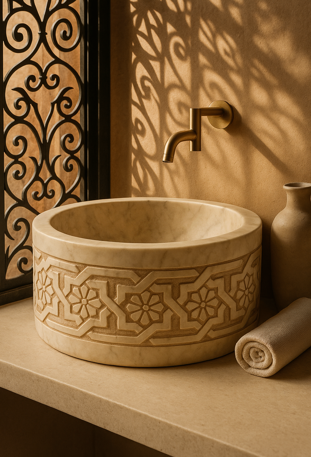 Vasque Marocaine en Marbre Sculpté