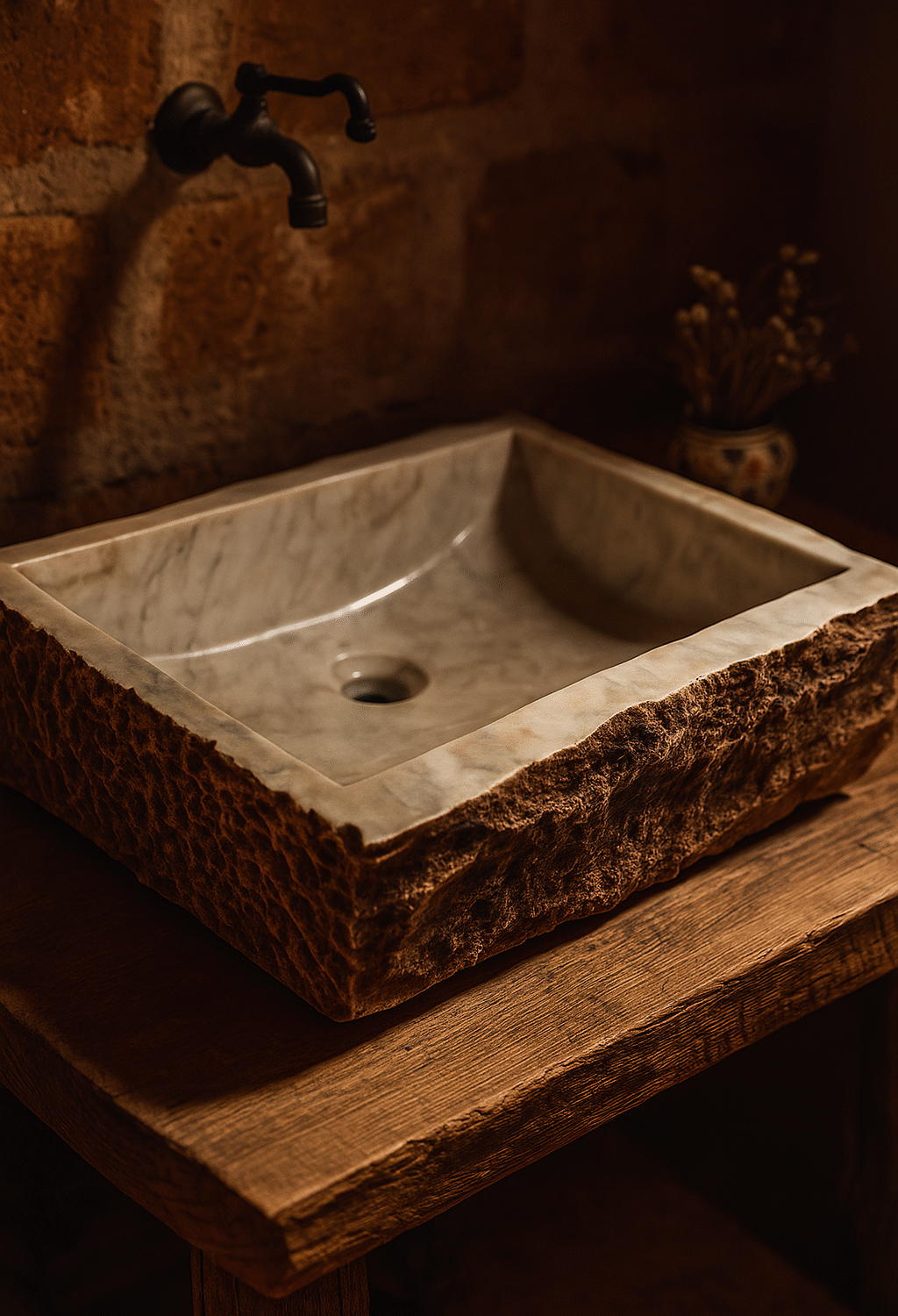 Vasque Marbre Sculpté Naturel