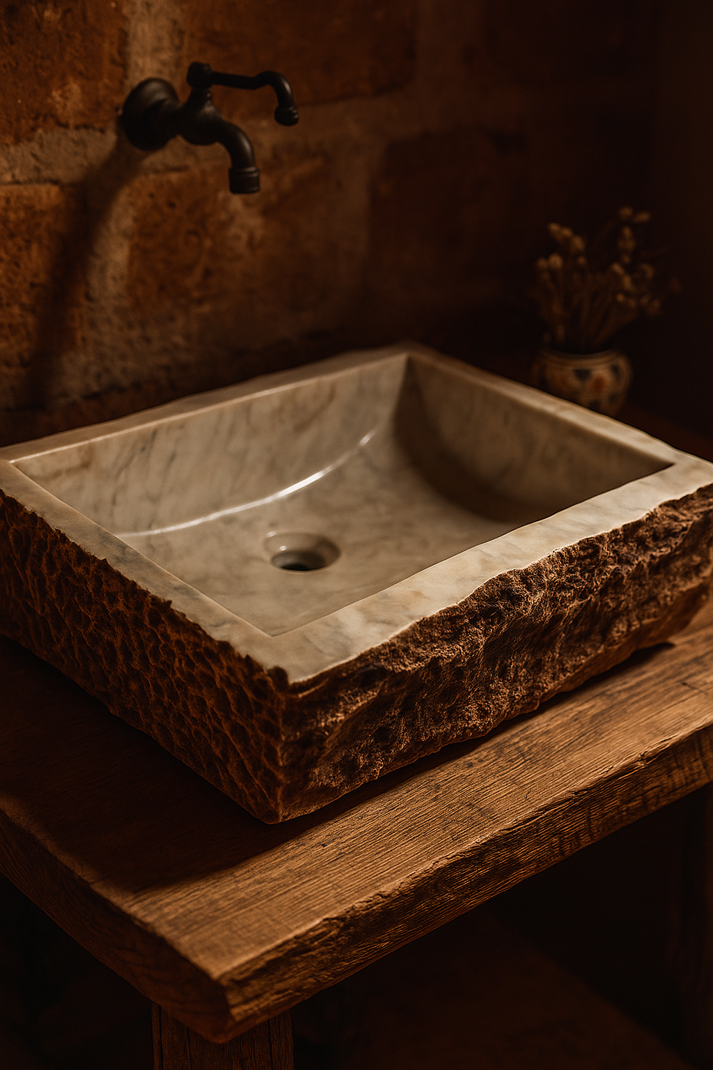 Vasque Marbre Sculpté Naturel