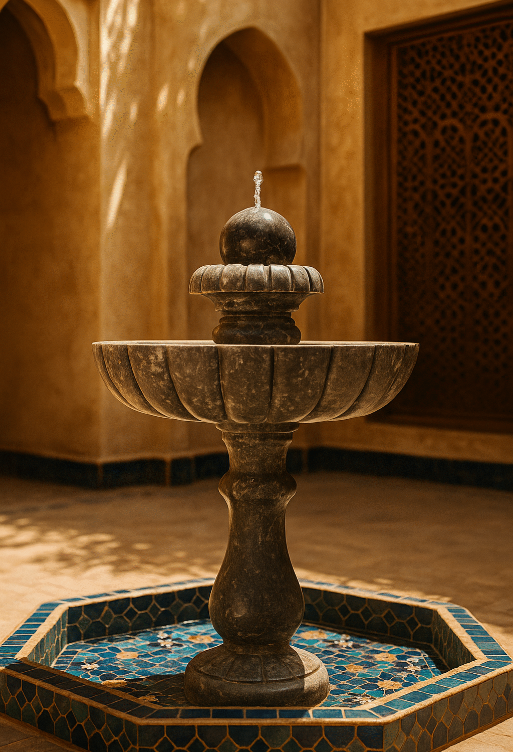 Fontaine sur Pied en Marbre L'Art du Maroc dans votre Patio
