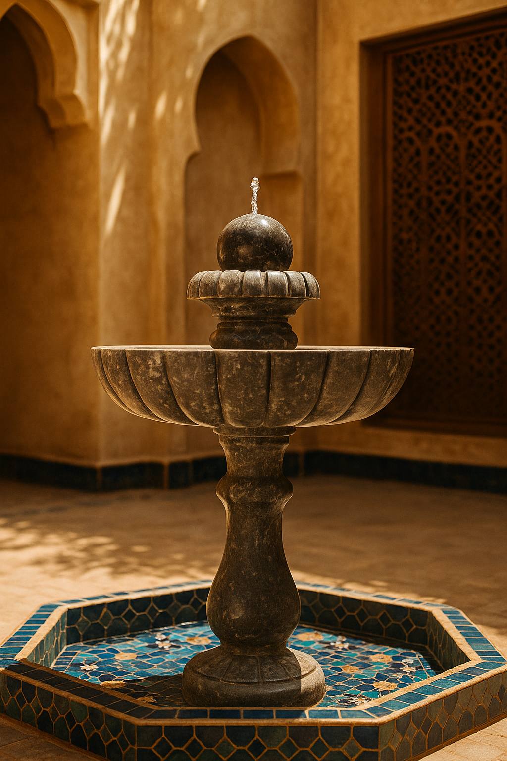 Fontaine sur Pied en Marbre L'Art du Maroc dans votre Patio