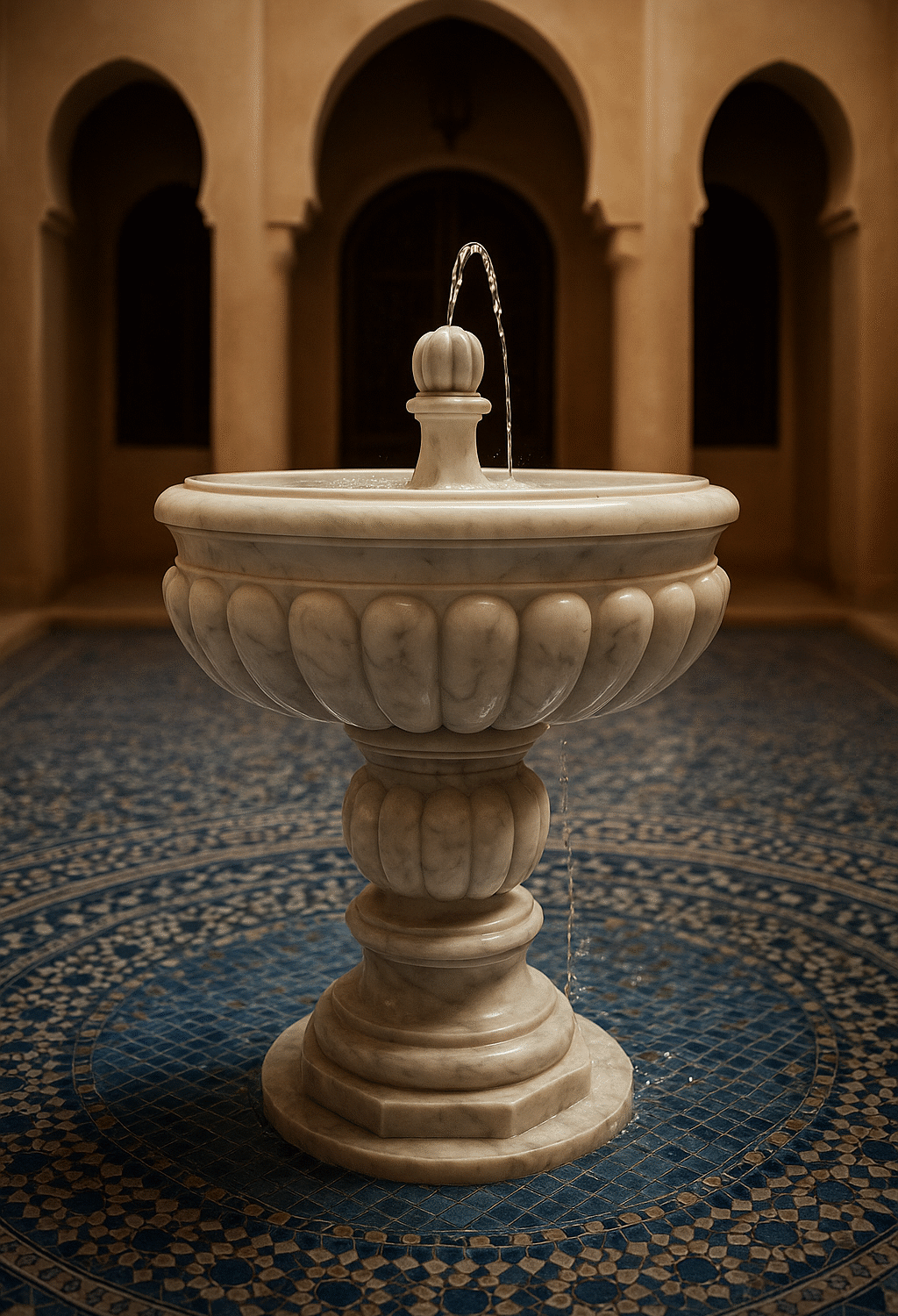 Fontaine sur Pied en Marbre d'Artisanat Marocain