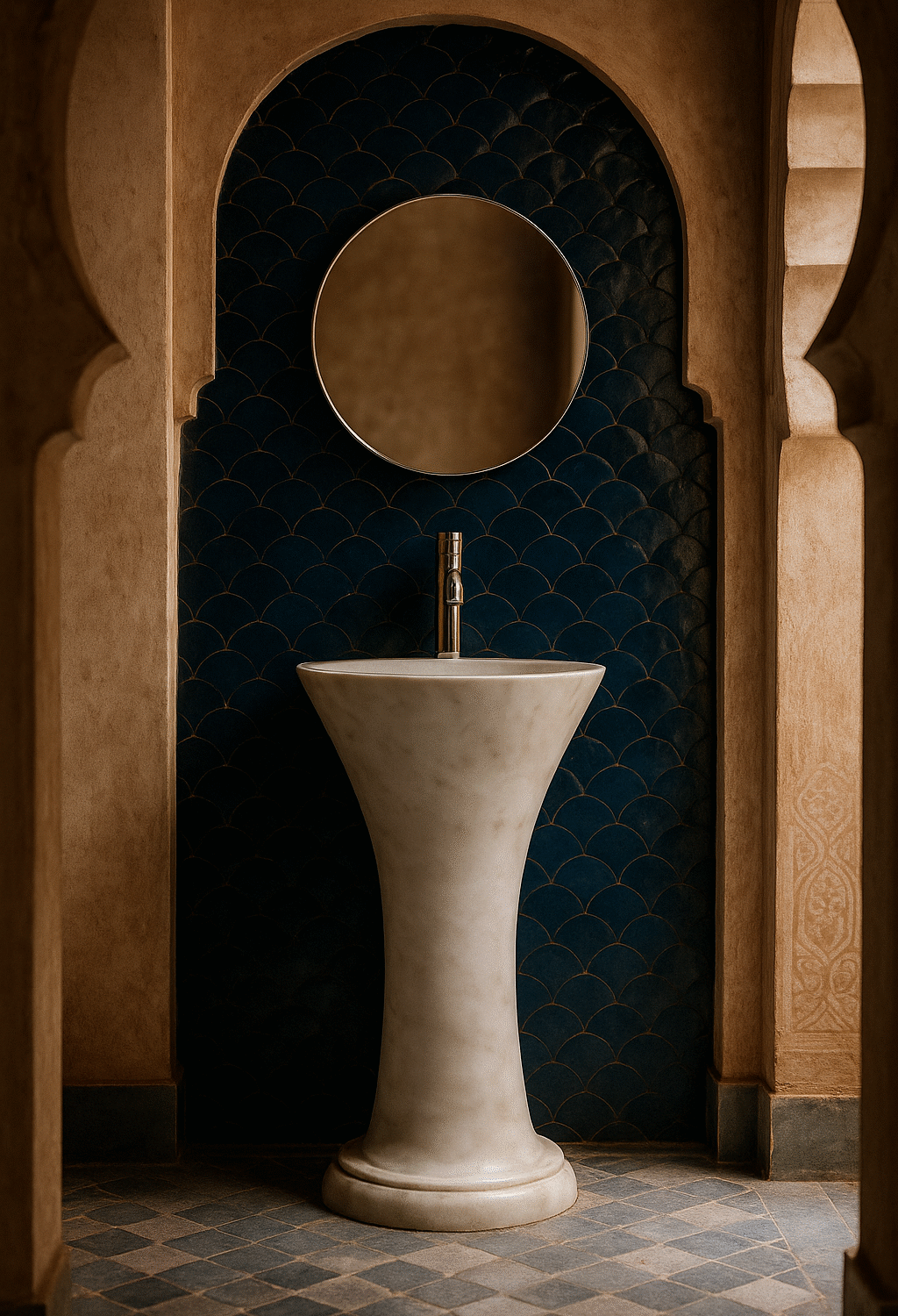 Vasque Colonne Marbre Sculpté