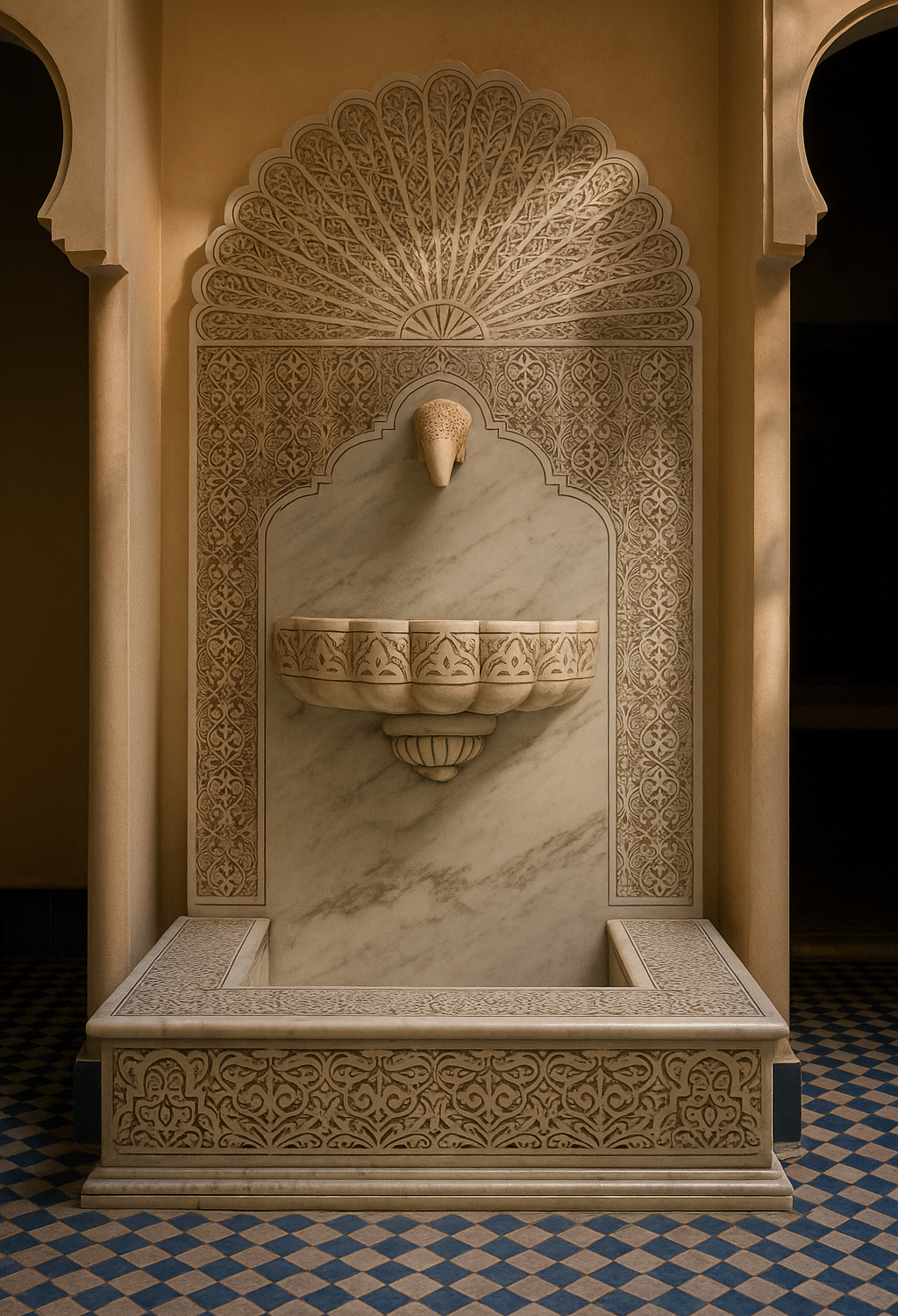 Fontaine Murale en Marbre Sculpté