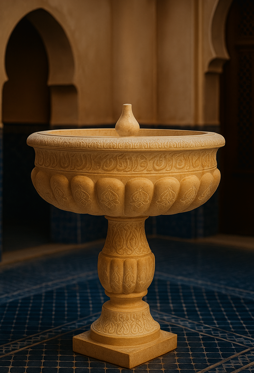 Fontaine sur Pied en Pierre Sculptée