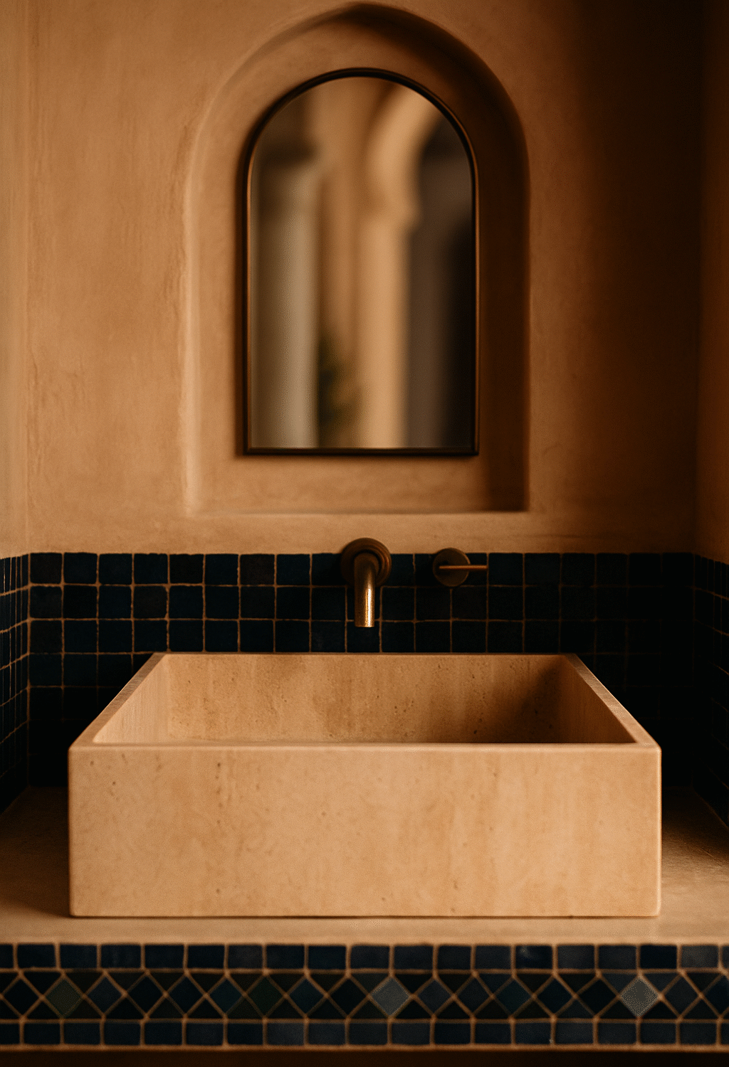 Vasque Cubique Béton Ciré & Pierre Claire