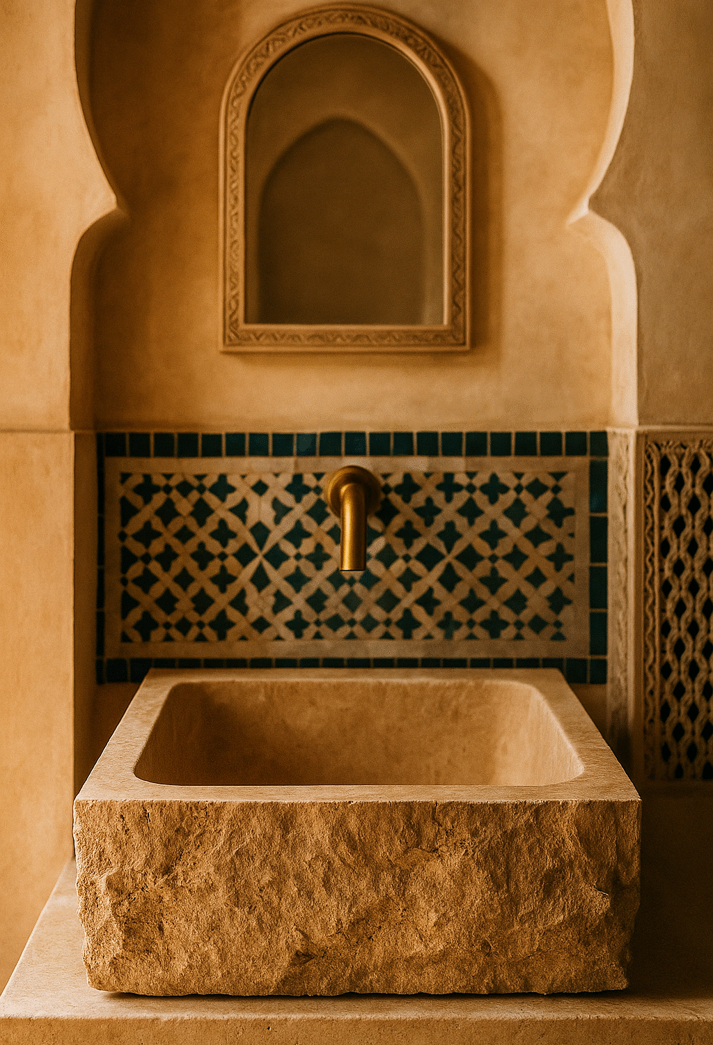 Vasque Rectangulaire Travertin Brut