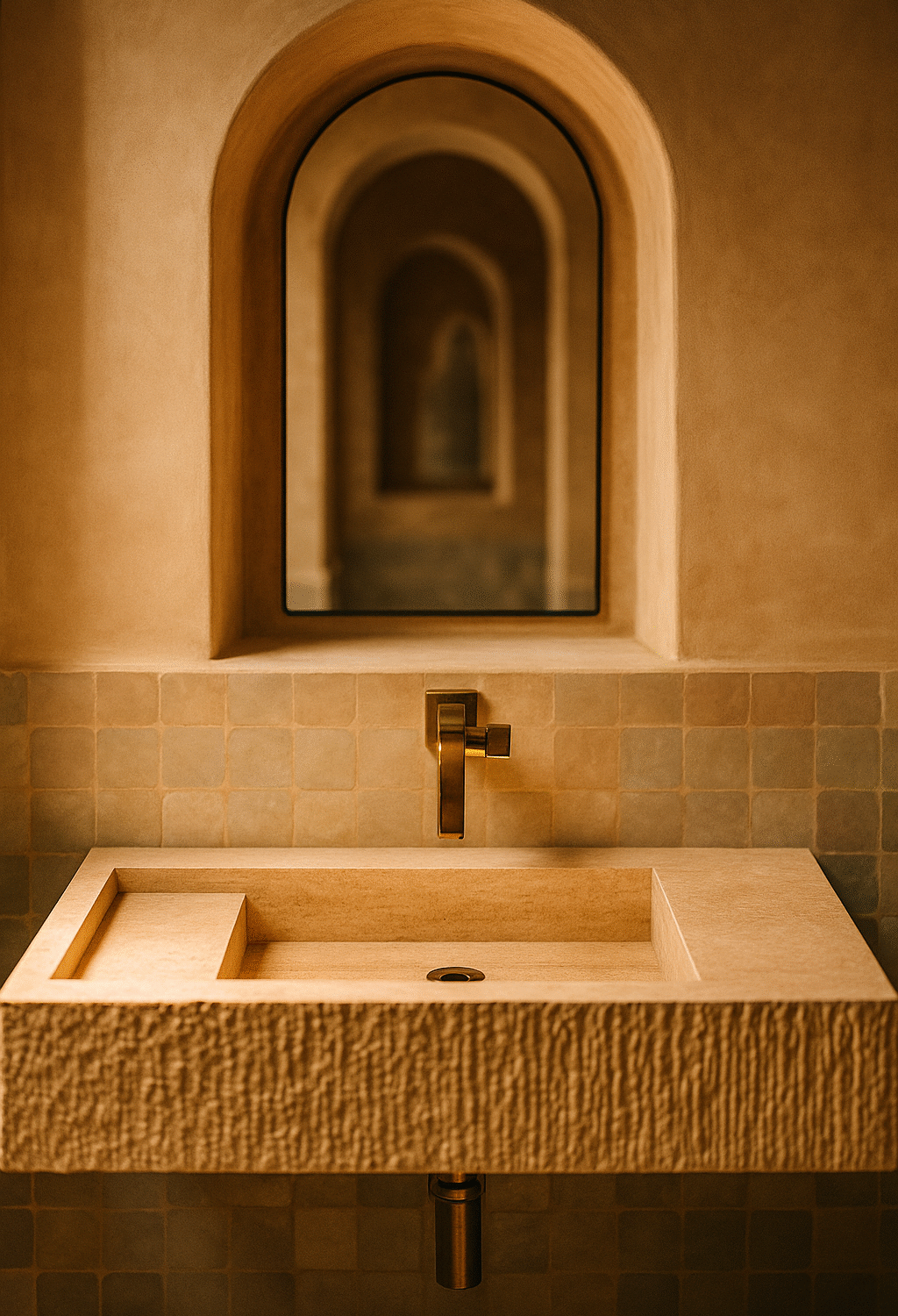 Lavabo Suspendu Pierre Sculptée Inclinaison