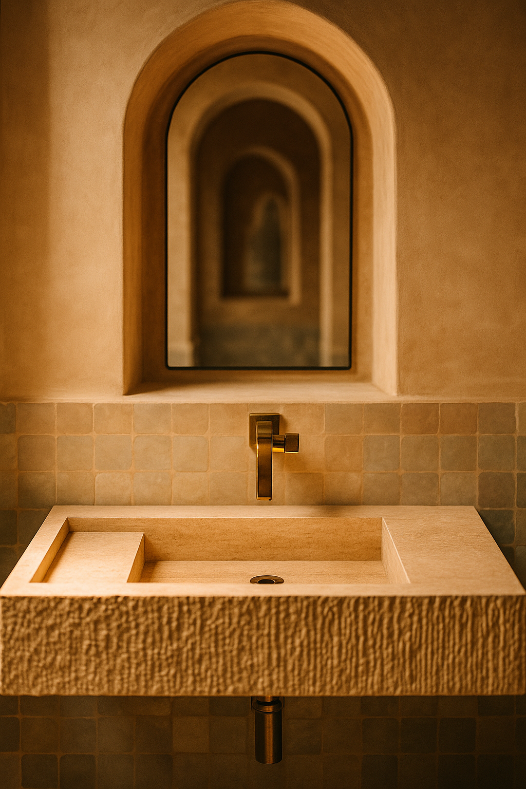 Lavabo Suspendu Pierre Sculptée Inclinaison