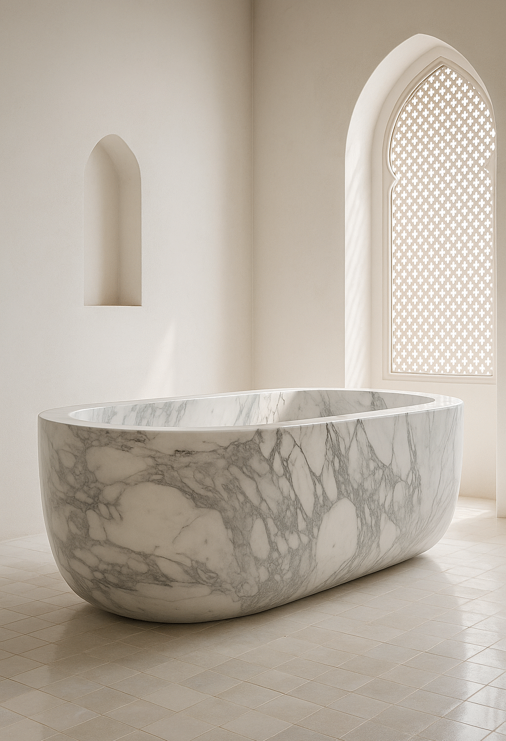 Baignoire Marbre Massif Sculpté, un Sanctuaire de Luxe