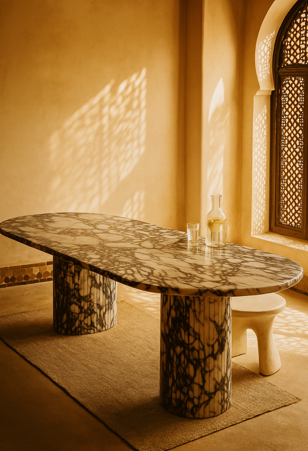 Table Ovale Marbre Sculptural et Design Architectural