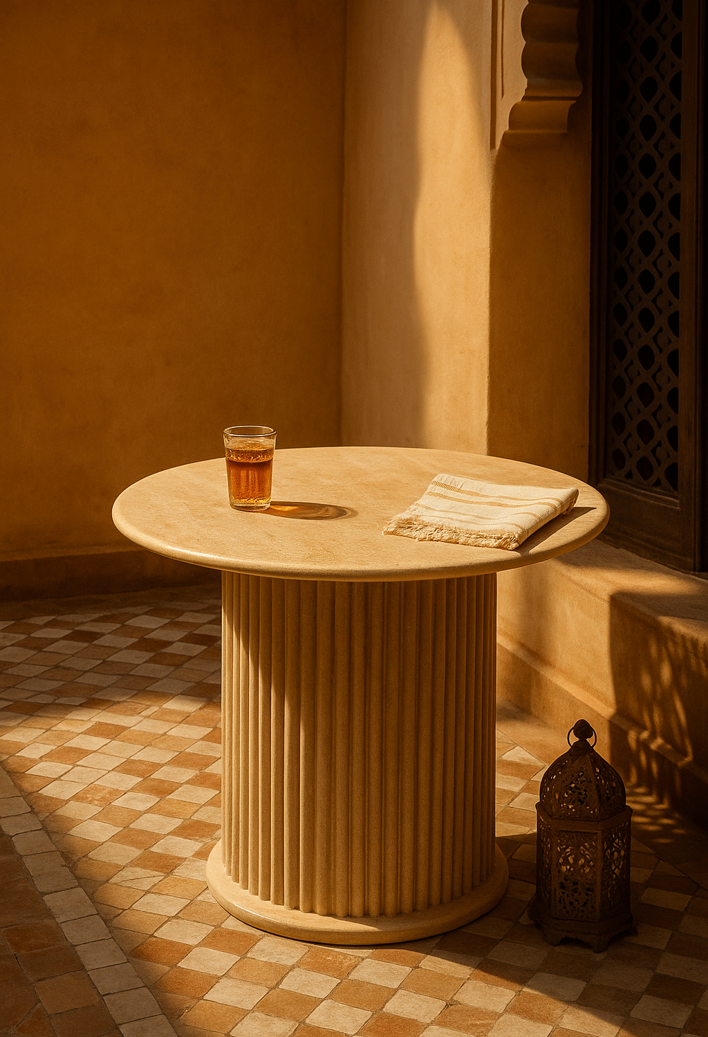 Table Salon en Marbre Sculpté pour Patio et Jardin