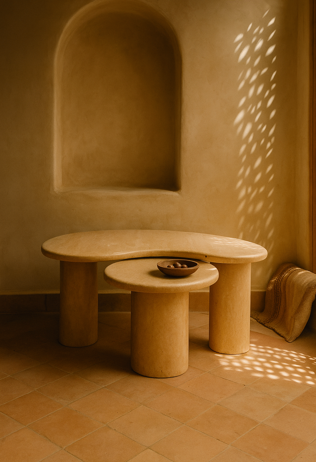 Tables Gigognes Travertin Organique Fini Mat