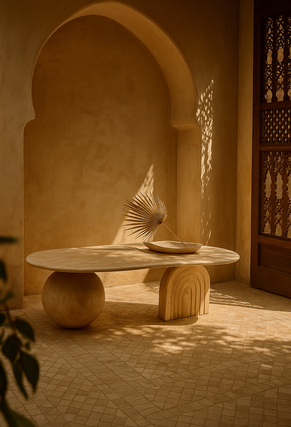 Table Basse Sculpturale Travertin Organique