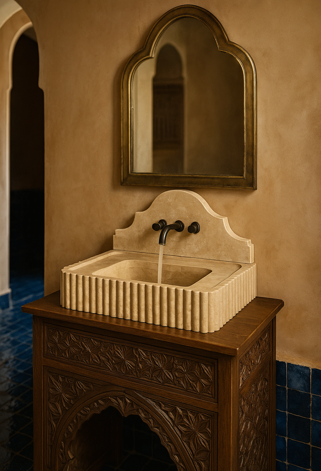 Vasque Marbre Cylindrique Veiné