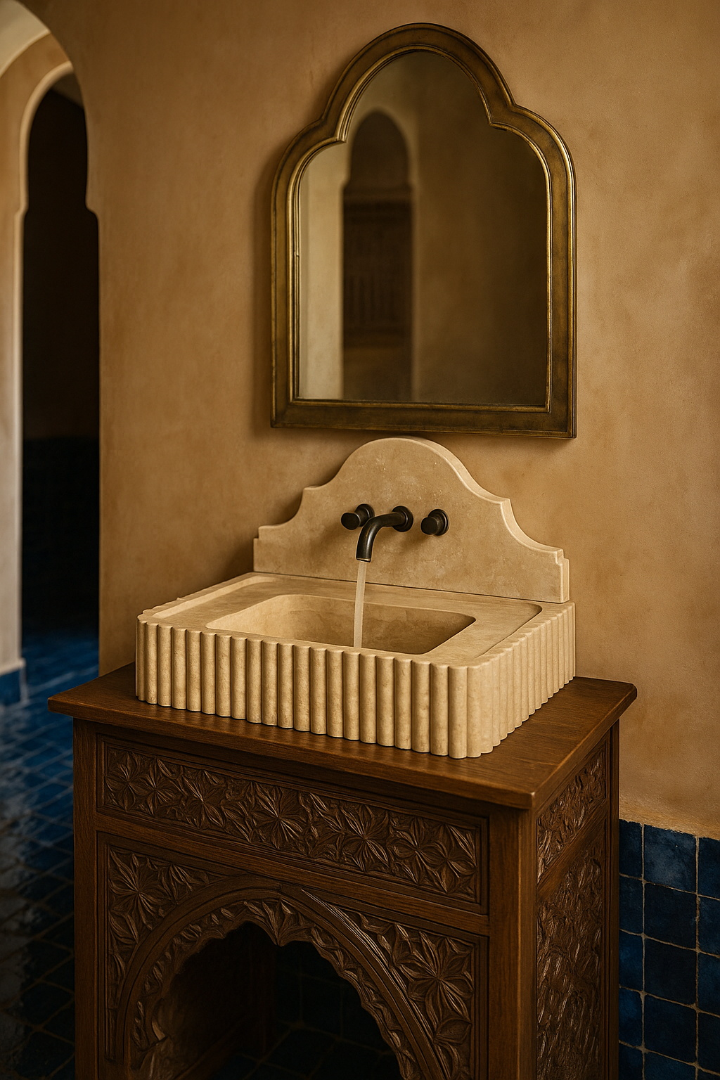 Vasque Marbre Cylindrique Veiné