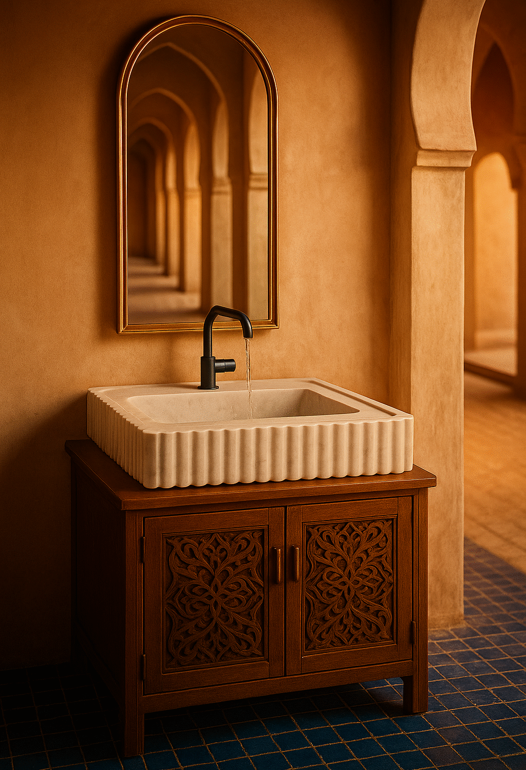 Vasque Maalem Travertin Sculpté