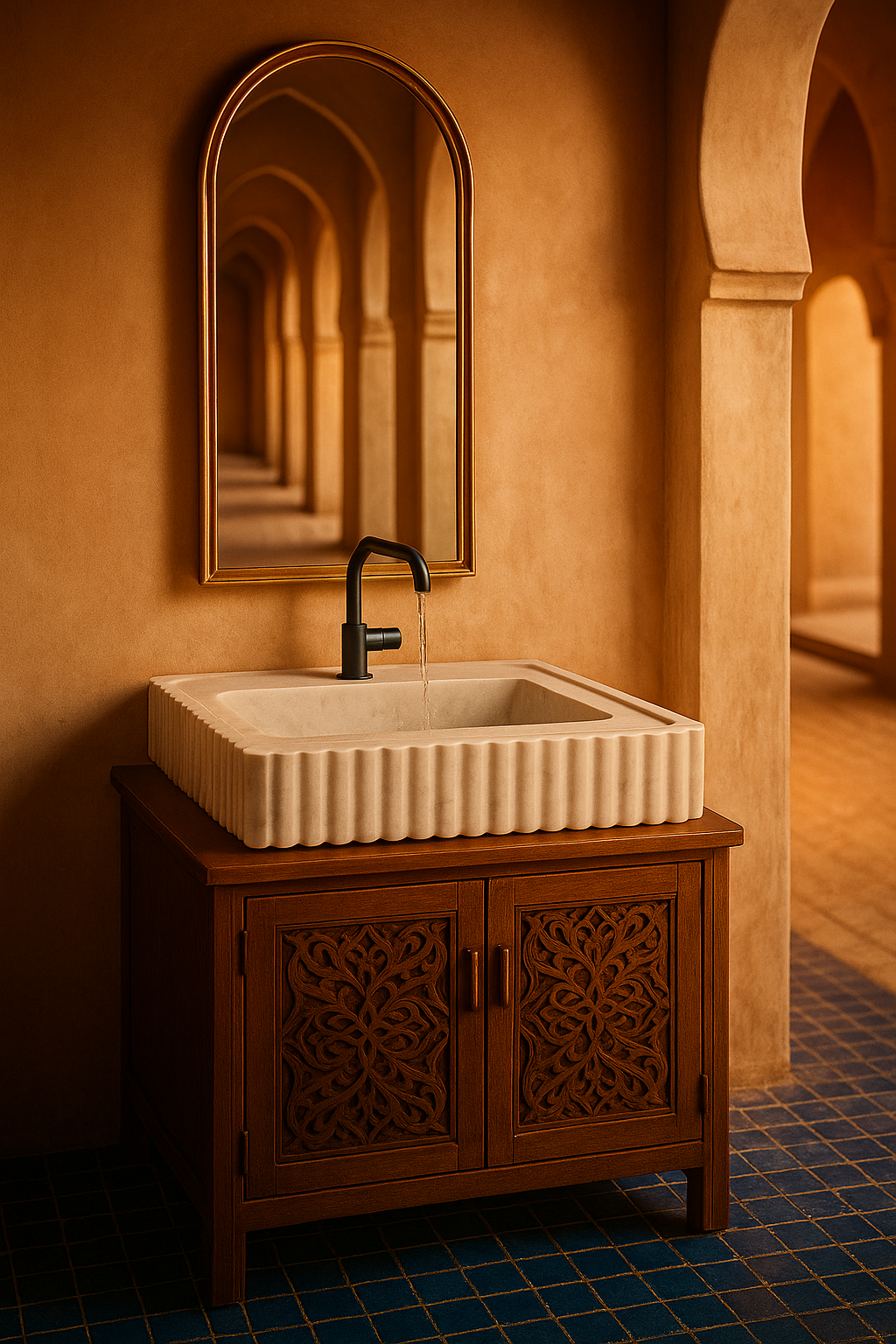 Vasque Maalem Travertin Sculpté