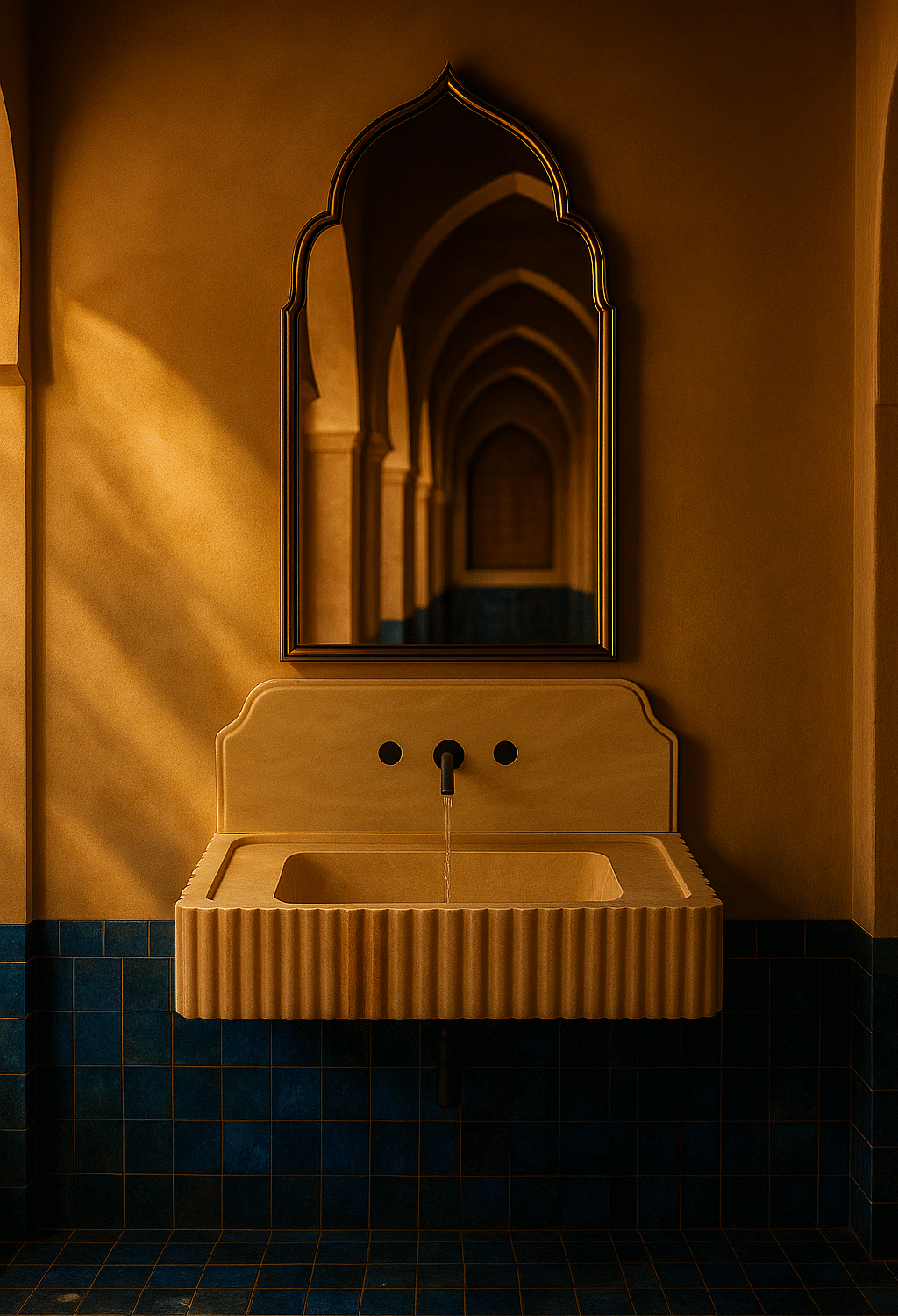 Vasque Maalem Travertin Rectangulaire Cisélé