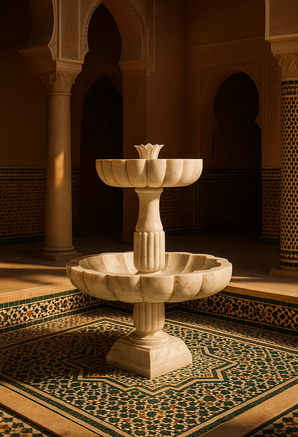 Fontaine sur Pied en Marbre L'Éloquence du Cœur Mauresque