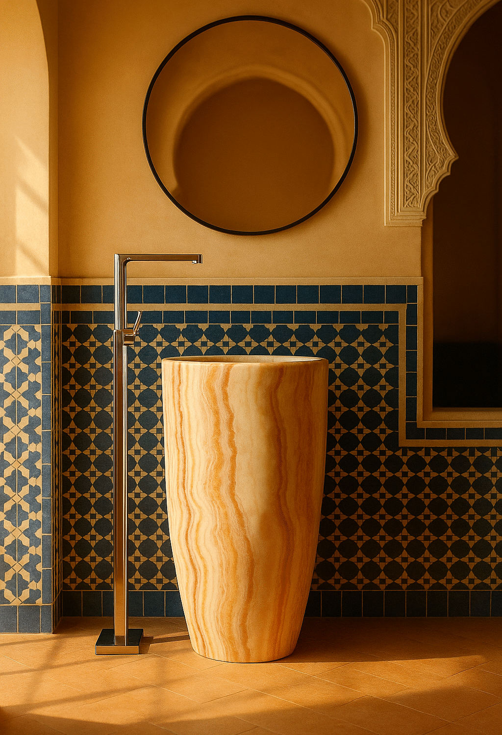 Colonne Vasque Marbre Noir Flûté