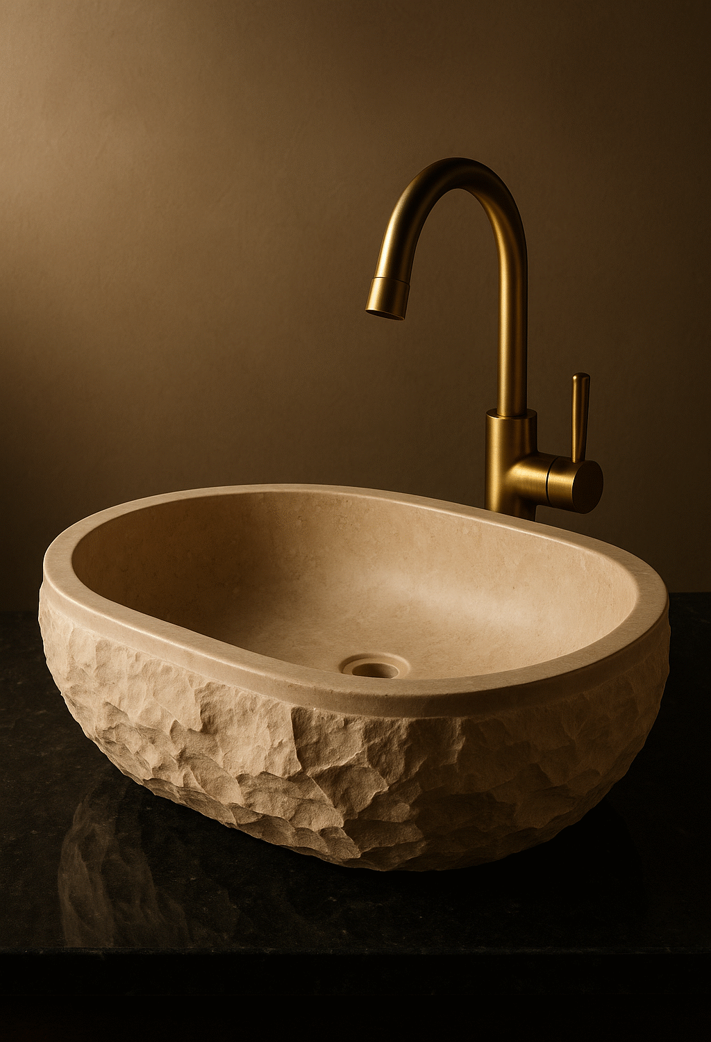 Vasque Élégance Minérale Lavabo en Pierre Naturelle Sculptée