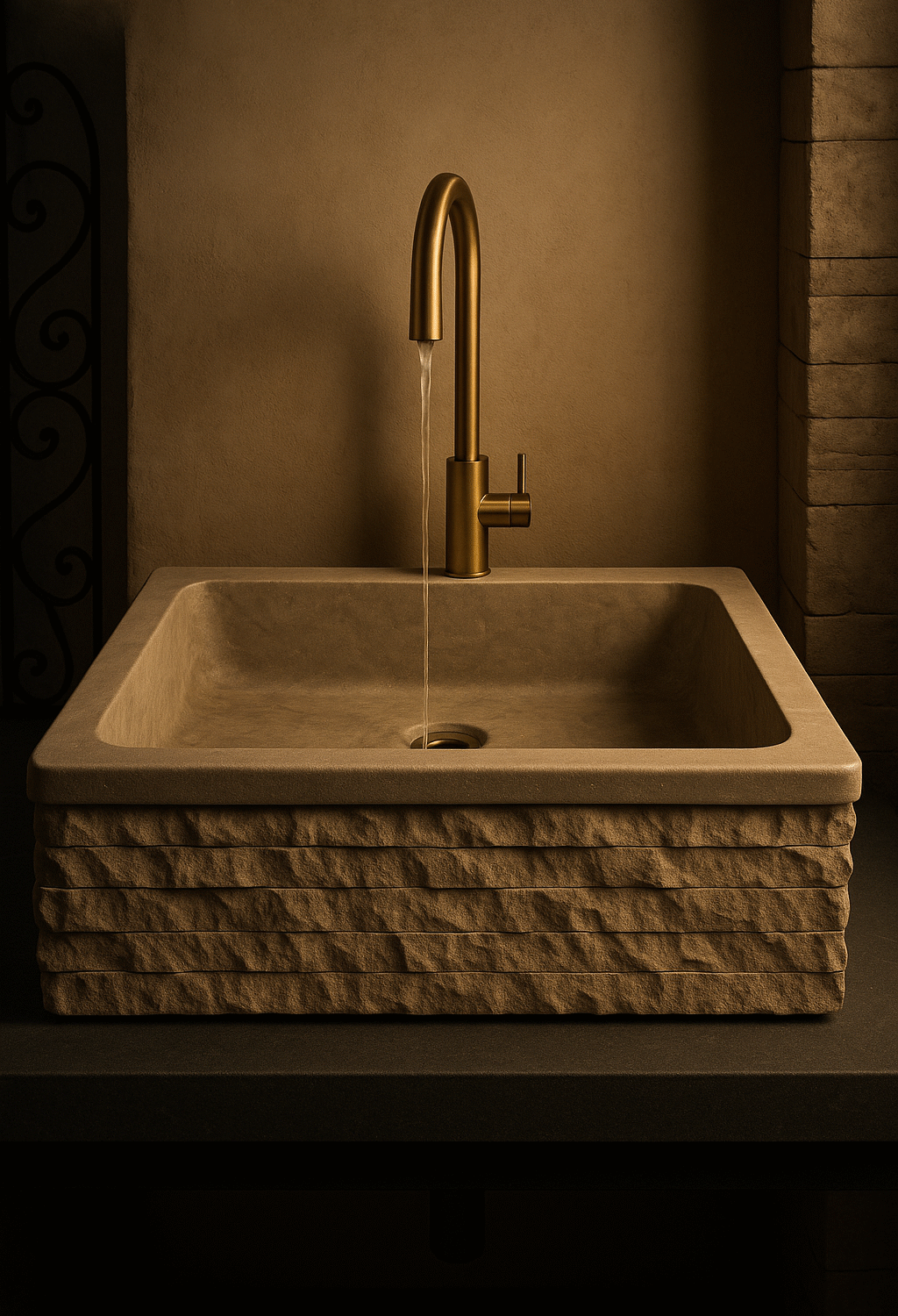 Vasque Élégance Minérale Pierre Sculptée à la Main