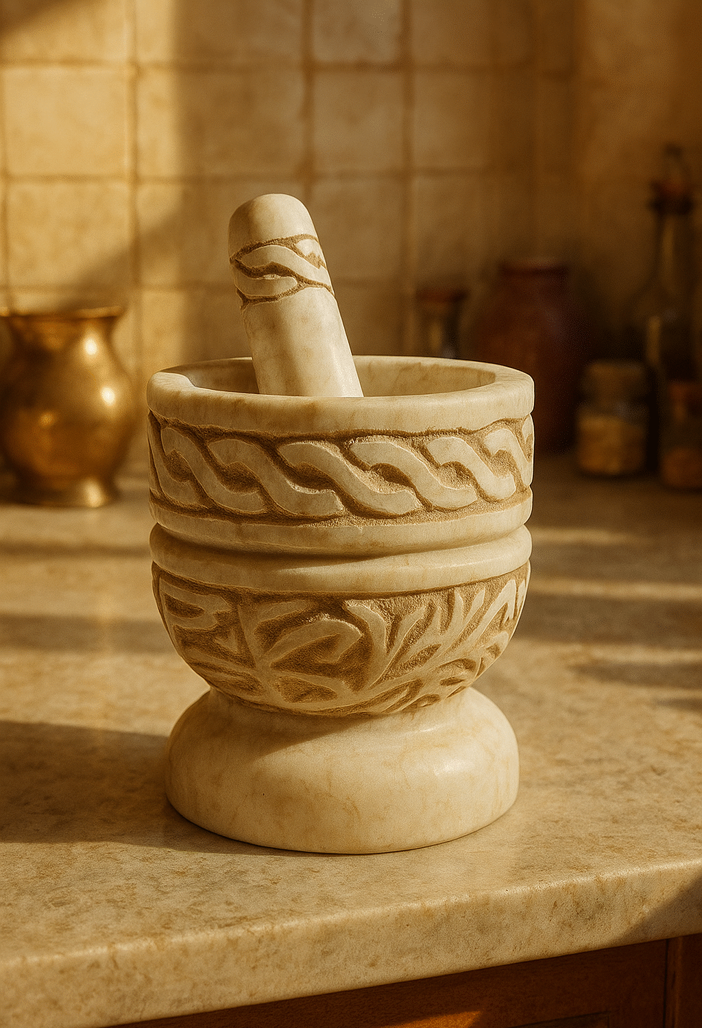 Mortier en Marbre Sculpture Artisanale